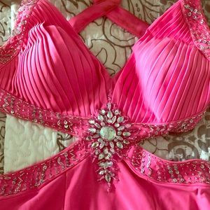 Hot Pink Bedazzled Prom Dress